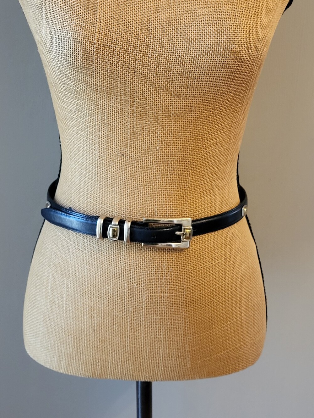 Brighton 4A314 Navy Blue Leather Belt Mixed Metal Ornamentation Size 30 M